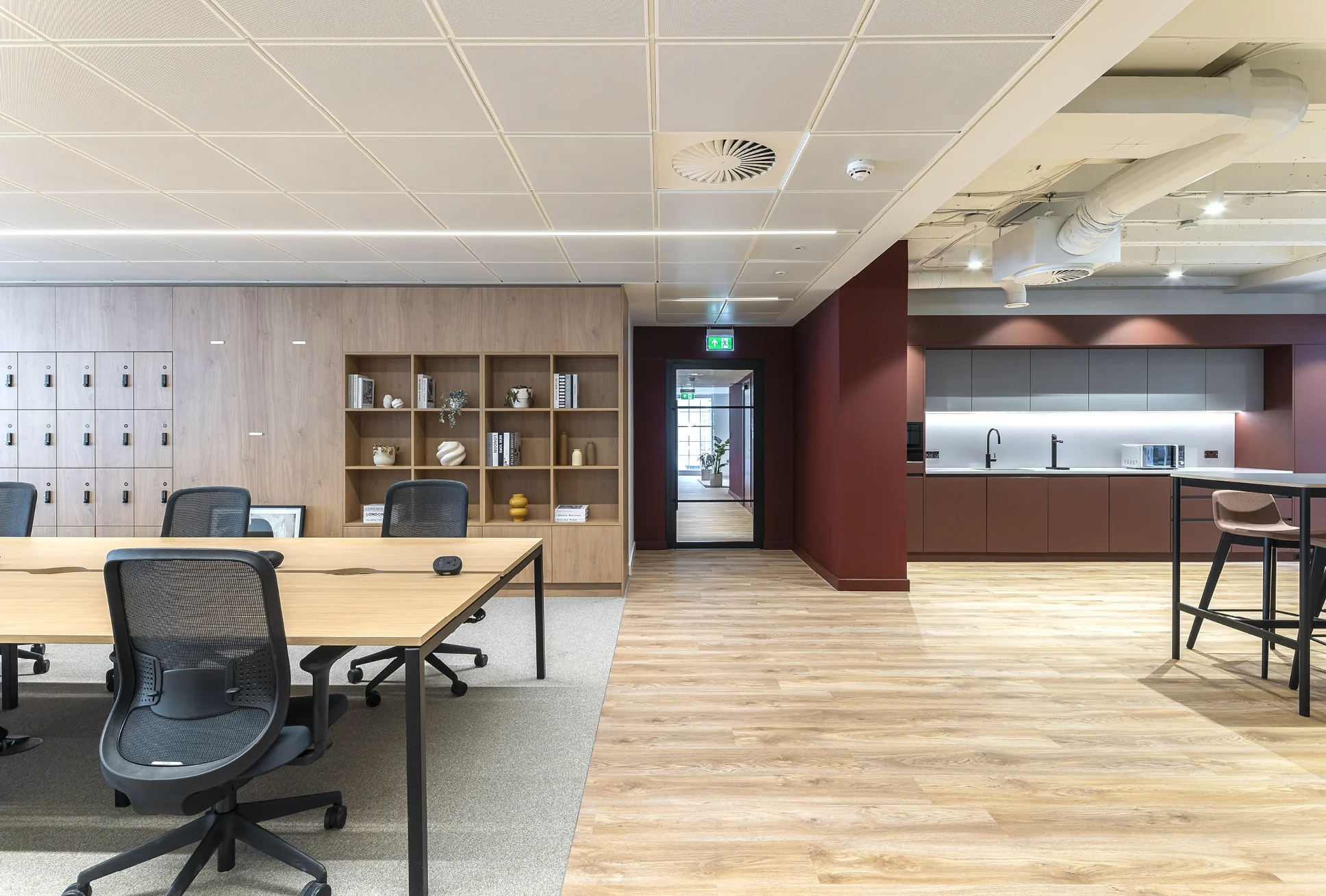 1st Floor Open Plan Workspace and Kitchen